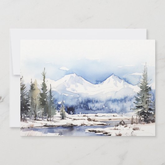 Winter Snow Mountain Ski Landschap Wedding Bedankkaart (Achterkant)