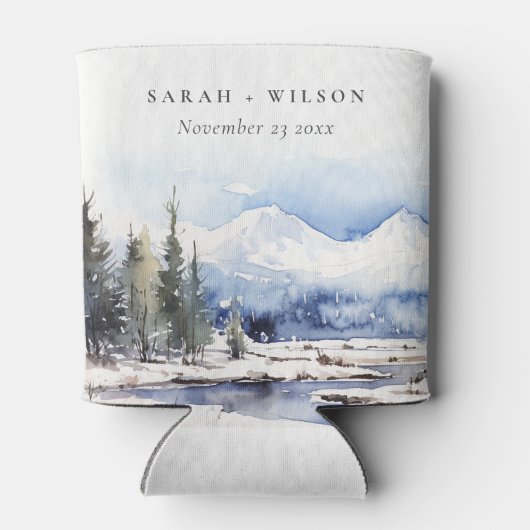 Winter Snow Mountain Ski Landschap Wedding Blikjeskoeler (Achterkant)