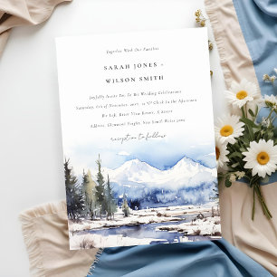 Winter Snow Mountain Ski Landschap Wedding Kaart