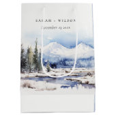 Winter Snow Mountain Ski Landschap Wedding Medium Cadeauzakje (Achterkant)