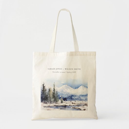 Winter Snow Mountain Ski Landschap Wedding Tote Bag (Voorkant)