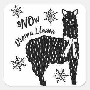 Winter Snow No Drama Llama Vierkante Sticker