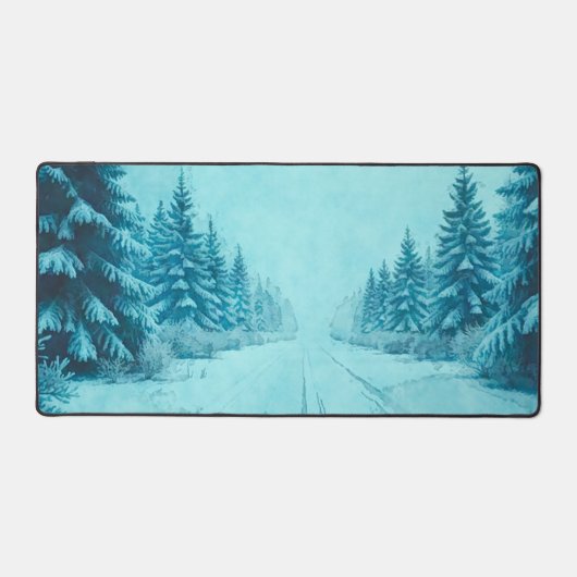 Winter Snow on Pine Trees Desk Mat (Recto)