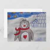 Winter Snow Penguin Briefkaart (Voorkant / Achterkant)