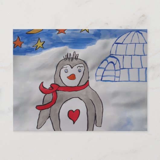 Winter Snow Penguin Briefkaart (Voorkant)