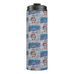Winter Snow Penguin Thermal Tumbler Thermosbeker