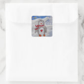 Winter Snow Penguin Vierkante Sticker (Tas)