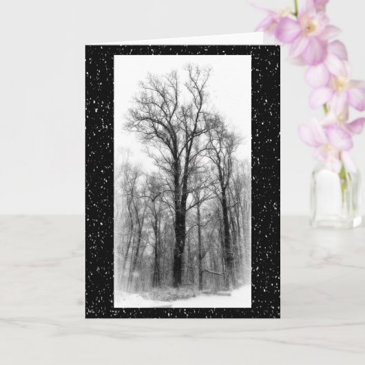Winter Snow & Poplar Tree Blank Greeting Card Kaart (Orchidee)