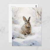 Winter Snow Rabbit Briefkaart (Voorkant / Achterkant)