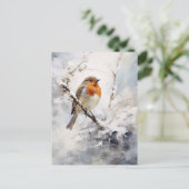 Winter Snow Robin Briefkaart (Staand voorkant)