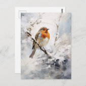 Winter Snow Robin Briefkaart (Voorkant / Achterkant)