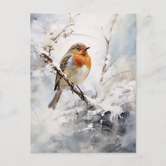 Winter Snow Robin Briefkaart (Voorkant)