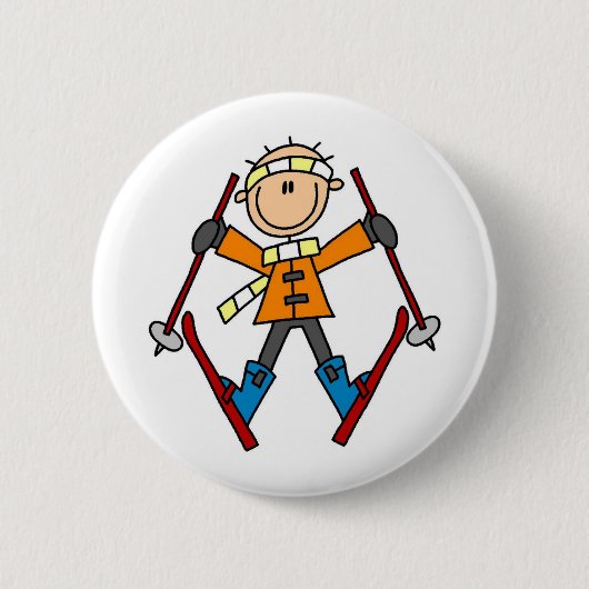 Winter Snow Ski Ronde Button 5,7 Cm (Voorkant)