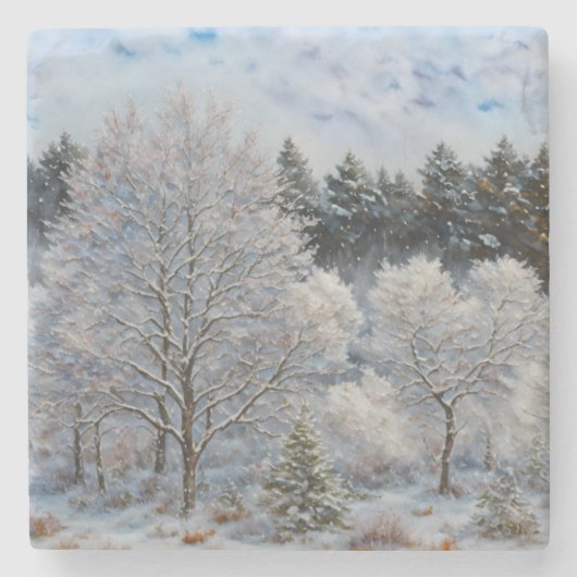 Winter Snow Trees Natuur Art Onderzetter (Voorkant)