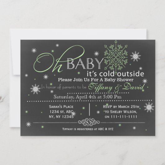 Winter Snow unisex Couple's Baby shower Invitation Kaart (Voorkant)