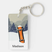 Winter Snowboard aangepaste naamketen Sleutelhanger (achterkant)