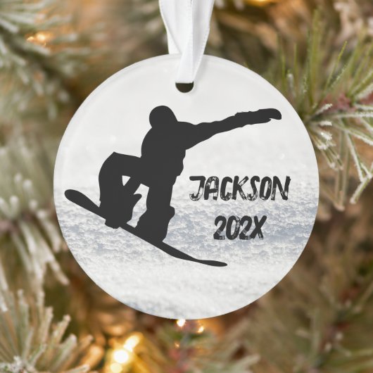 Winter Snowboarding Aangepaste naam en datum Ornament (Boom)