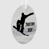 Winter Snowboarding Aangepaste naam en datum Ornament (voorkant)