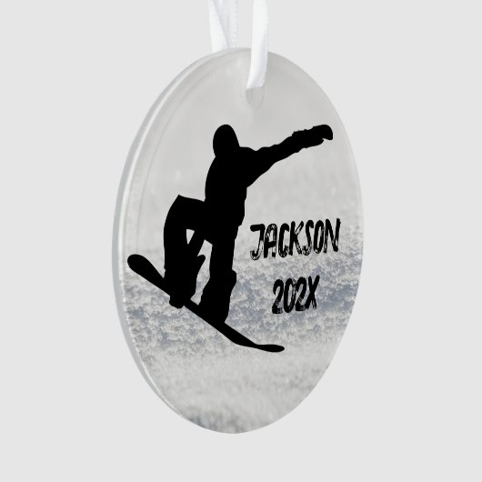 Winter Snowboarding Aangepaste naam en datum Ornament (voorkant)