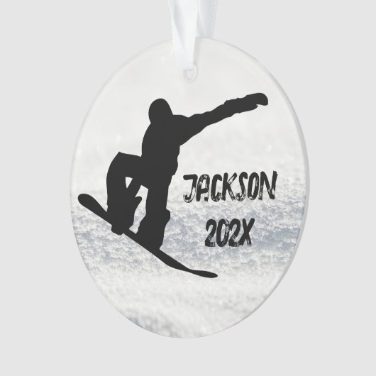 Winter Snowboarding Aangepaste naam en datum Ornament (voorkant)