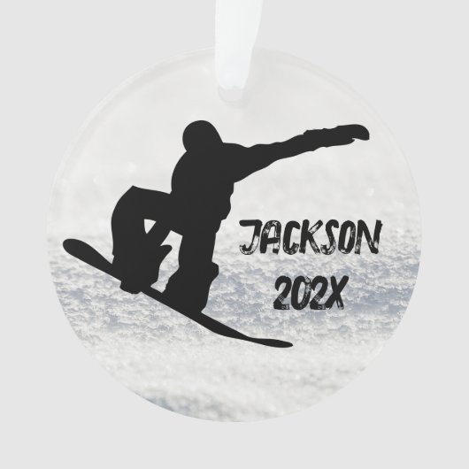 Winter Snowboarding Aangepaste naam en datum Ornament (voorkant)