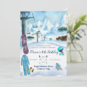 Winter Snowboarding Birthday Party Invitation (Staand voorkant)