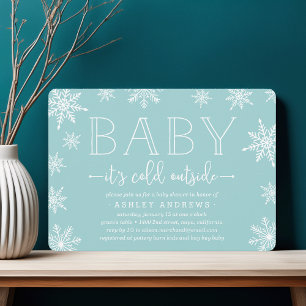 Winter Snowfall Baby shower Uitnodiging Aqua
