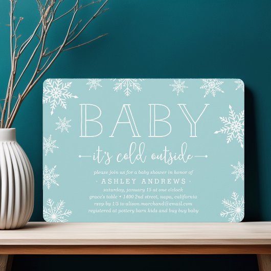 Winter Snowfall Baby shower Uitnodiging | Aqua