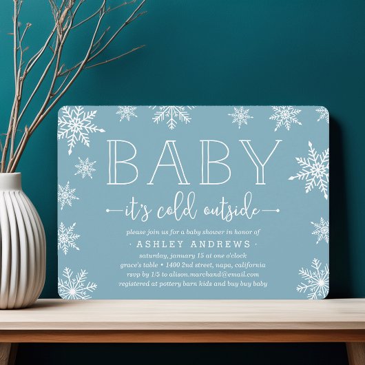 Winter Snowfall Baby shower Uitnodiging | Blauw