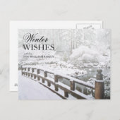 Winter Snowfall bij de Japanse tuin Briefkaart (Voorkant / Achterkant)