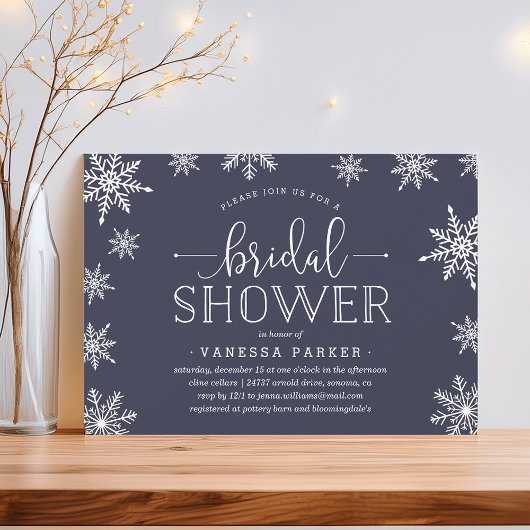 Winter Snowfall Bridal Shower Kaart
