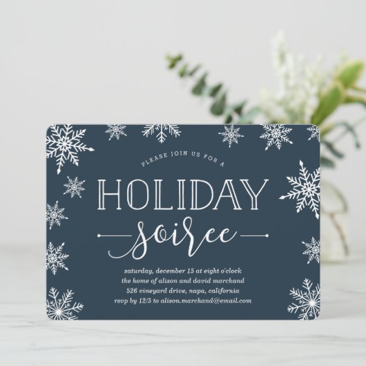 Winter Snowfall Holiday Soiree Party Kaart (Staand voorkant)