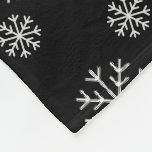 Winter Snowfall op Black Fleece Blanket (Hoek)