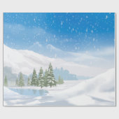 Winter Snowfall Prettige feestdagen Wrappapier Cadeaupapier (Vlak)