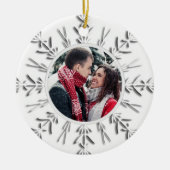 Winter Snowflake 1e kerstfeest Foto Keramisch Ornament (Voorkant)