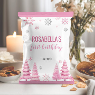Winter Snowflake 1e verjaardag Chip Bag Wrapper Flyer
