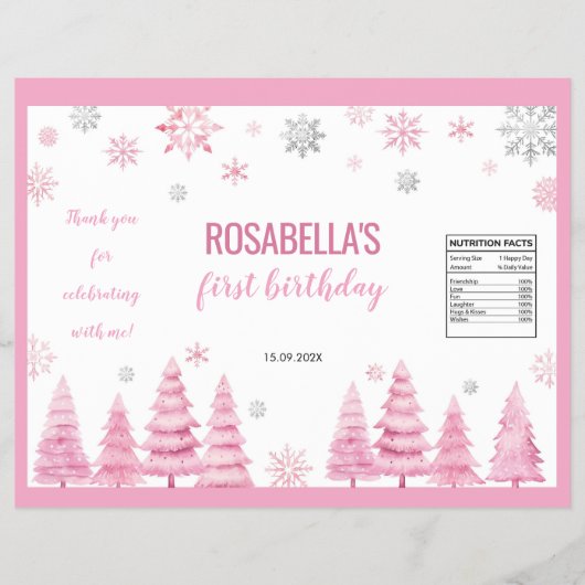 Winter Snowflake 1e verjaardag Chip Bag Wrapper Flyer (Voorkant)