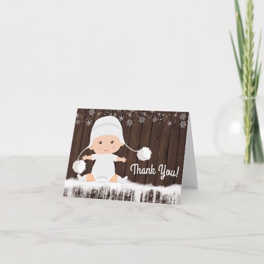 Winter Snowflake Baby shower Dank u kaarten (Voorkant)