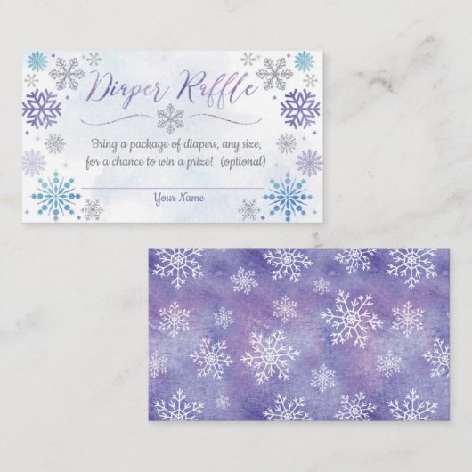 Winter Snowflake Baby shower Diaper Raffle Card Informatiekaartje (Voorkant / Achterkant)