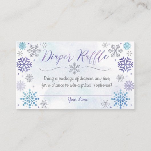 Winter Snowflake Baby shower Diaper Raffle Card Informatiekaartje (Voorkant)