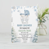 Winter snowflake baby shower invitation (Debout devant)