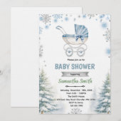 Winter snowflake baby shower invitation (Devant / Derrière)