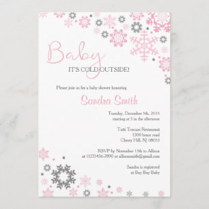 Winter Snowflake Baby Shower Invitations for Girls Kaart