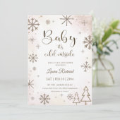 Winter  snowflake baby shower  kaart (Staand voorkant)