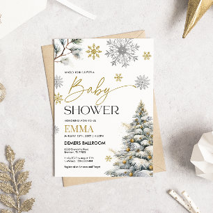 Winter Snowflake Baby shower Uitnodiging