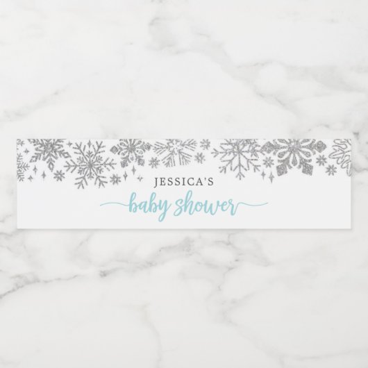 Winter Snowflake Baby shower Water Fles Label Waterfles Etiket (Enkel label)