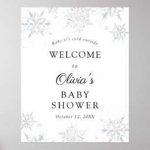 Winter Snowflake Baby shower Welkomstteken Poster