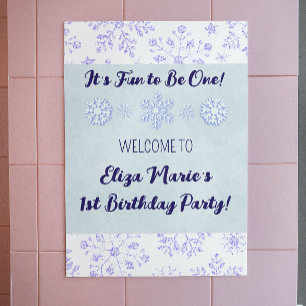 Winter Snowflake Birthday Party Sign Poster