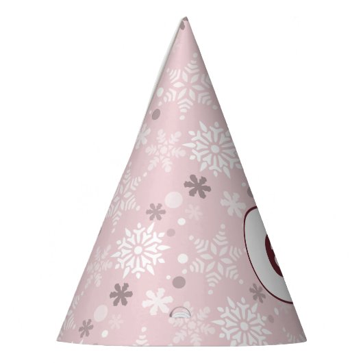 Winter Snowflake Bleek Roze 6e verjaardag Feesthoedjes (Links)