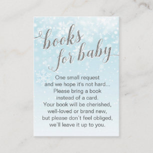 Winter Snowflake Blue Baby Boy Shower Book Request Informatiekaartje